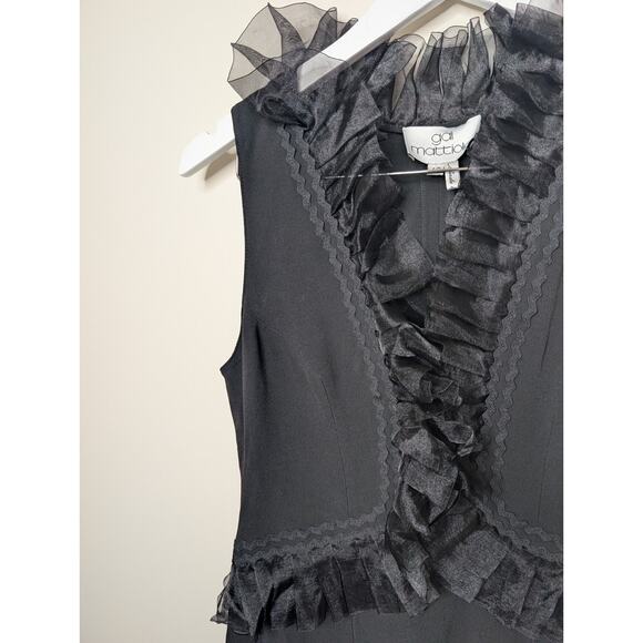 Gai Mattiolo Black Sheath Dress With Ruffles Size 46 (US 10 - See Measurements) - Picture 2 of 13